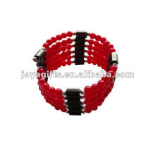 Magnetic Red Plastic Pearl Wrap Bracelets &amp; Collier 36 &quot;